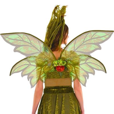 Green Woodland Fairy Wings - 32" x 38.37", 1 Pc - Lightweight, Lush Polyester - Charming & Magical - Perfect For Costumes, Parties, & Festive Events