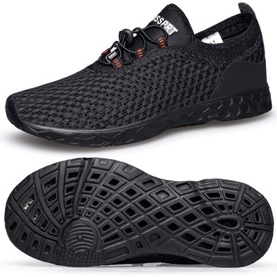 DOUSSPRT Women's Water Shoes Quick Drying Sports Aqua Shoes Allblack Size 7.5