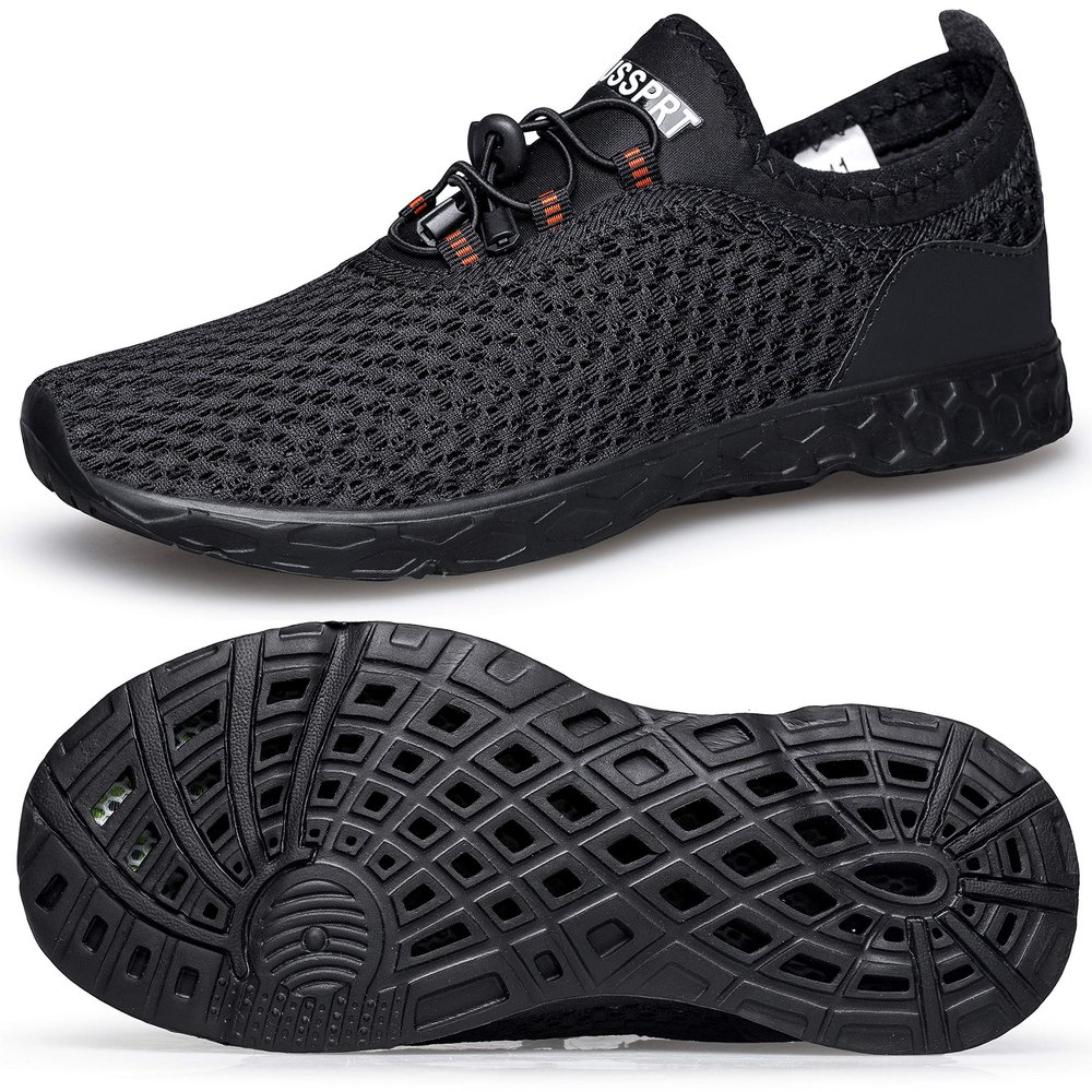 DOUSSPRT Women's Water Shoes Quick Drying Sports Aqua Shoes Allblack Size 7.5