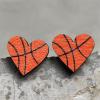 2 Pairs Sports Game Ball Football Basketball Wooden Earrings for Women Lightweight Heart Shaped Sports Rugby Baseball Volleyball Stud Earrings Sports Fans Players Jewelry -Style 2 view 3