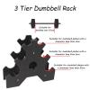 XYXHEII Dumbbell Rack Stand Only, Strength Training Dumbbell Racks, Heavy Duty 3 Tier Weight Rack for Dumbbells, A-Frame Dumbbell Storage Racks, for Home Gym Organization (Black) view 3