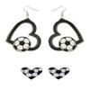 2 Pairs Sports Game Ball Football Basketball Wooden Earrings for Women Lightweight Heart Shaped Sports Rugby Baseball Volleyball Stud Earrings Sports Fans Players Jewelry -Style 5 view 1