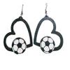 2 Pairs Sports Game Ball Football Basketball Wooden Earrings for Women Lightweight Heart Shaped Sports Rugby Baseball Volleyball Stud Earrings Sports Fans Players Jewelry -Style 5 view 2