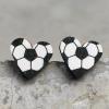 2 Pairs Sports Game Ball Football Basketball Wooden Earrings for Women Lightweight Heart Shaped Sports Rugby Baseball Volleyball Stud Earrings Sports Fans Players Jewelry -Style 5 view 3