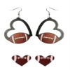 2 Pairs Sports Game Ball Football Basketball Wooden Earrings for Women Lightweight Heart Shaped Sports Rugby Baseball Volleyball Stud Earrings Sports Fans Players Jewelry -Style 1 view 1