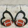 2 Pairs Sports Game Ball Football Basketball Wooden Earrings for Women Lightweight Heart Shaped Sports Rugby Baseball Volleyball Stud Earrings Sports Fans Players Jewelry -Style 1 view 2