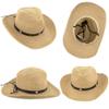 Straw Western Cowboy Hat for Toddler Girls Boys Summer Sun Hat Western Cowgirl for Kids 5-9Yrs Khaki view 4