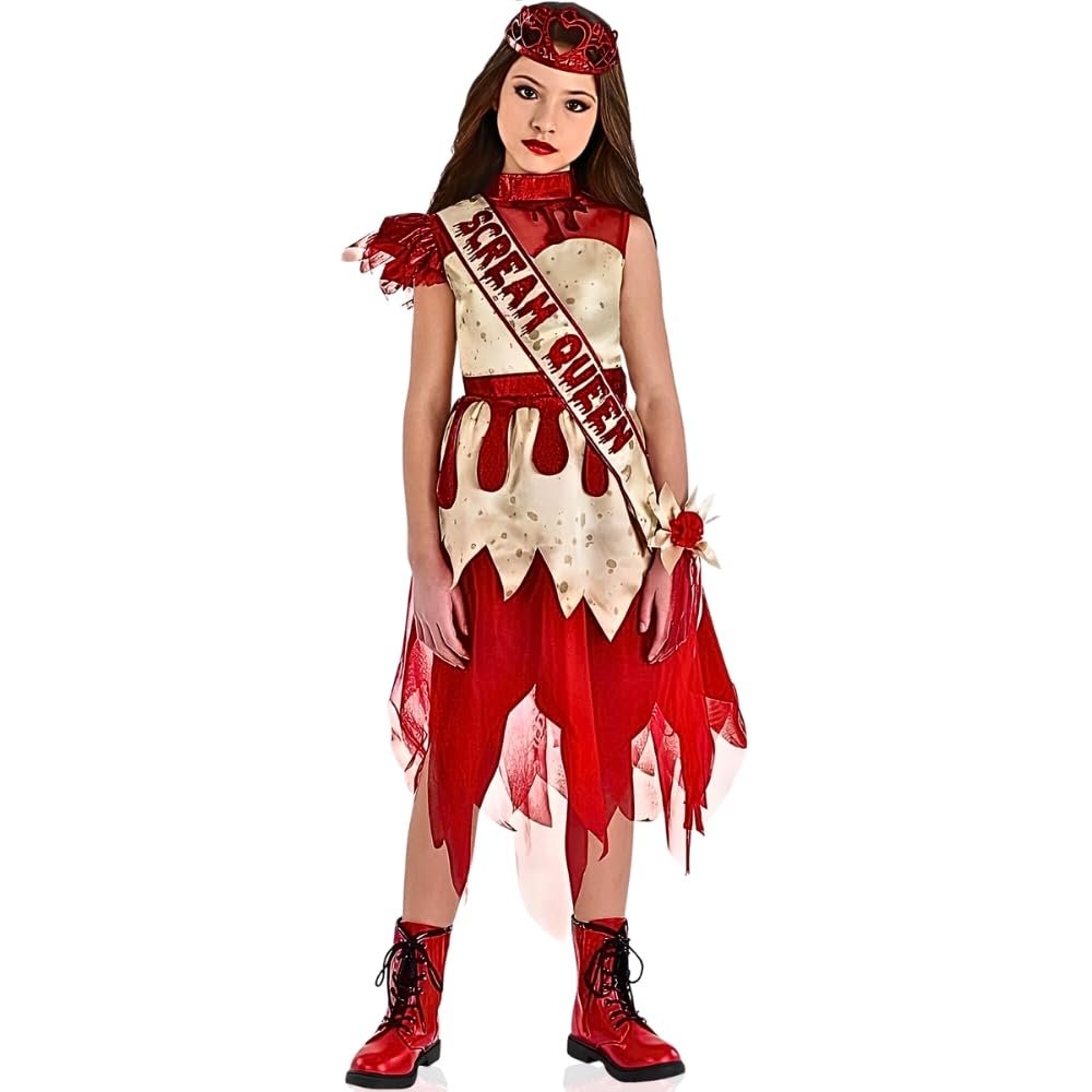 Red and White Scream Queen Dress Costume Set - X-Large (14-16) - Spooky & Stylish Outfit, Perfect for Halloween Parties