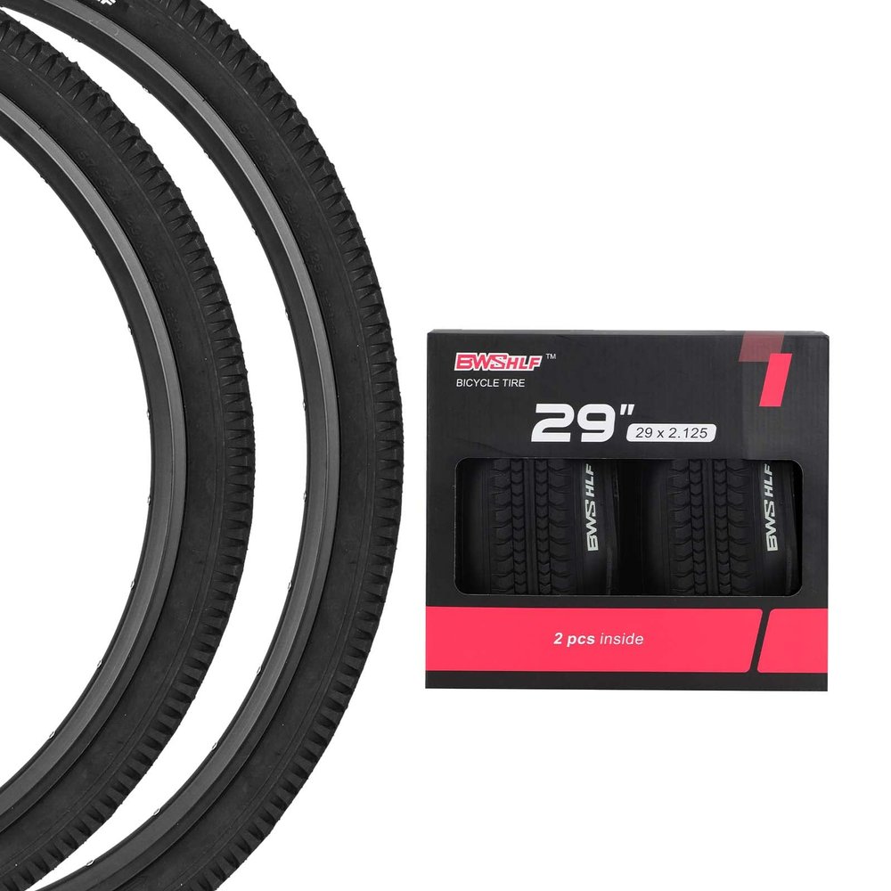 BWSHLF 29inch Mountain Bike Tires, 29 x 2.125 Inch, 2 Pack Replacement Black Folding MTB Bicycle Tire, Black Sidewall