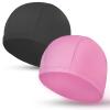 2pcs Cloth Swim Caps for Both Women & Men & Kids Fabric Durable Non-Waterproof Elastic Swimming Pool Cap Bathing Cap for Long and Short Hair (Black&Pink) view 1