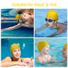 2pcs Cloth Swim Caps for Both Women & Men & Kids Fabric Durable Non-Waterproof Elastic Swimming Pool Cap Bathing Cap for Long and Short Hair (Black&Yellow) view 2
