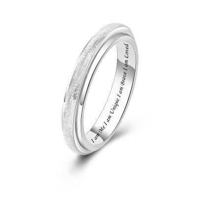 Teioa Spinner Fidget Rings Sterling Silver Anti Anxiety Rings Worry Relieving Boredom ADHD Autism Band Rings for Women MenI am Me I am Unique I am Brave I am Loved #9