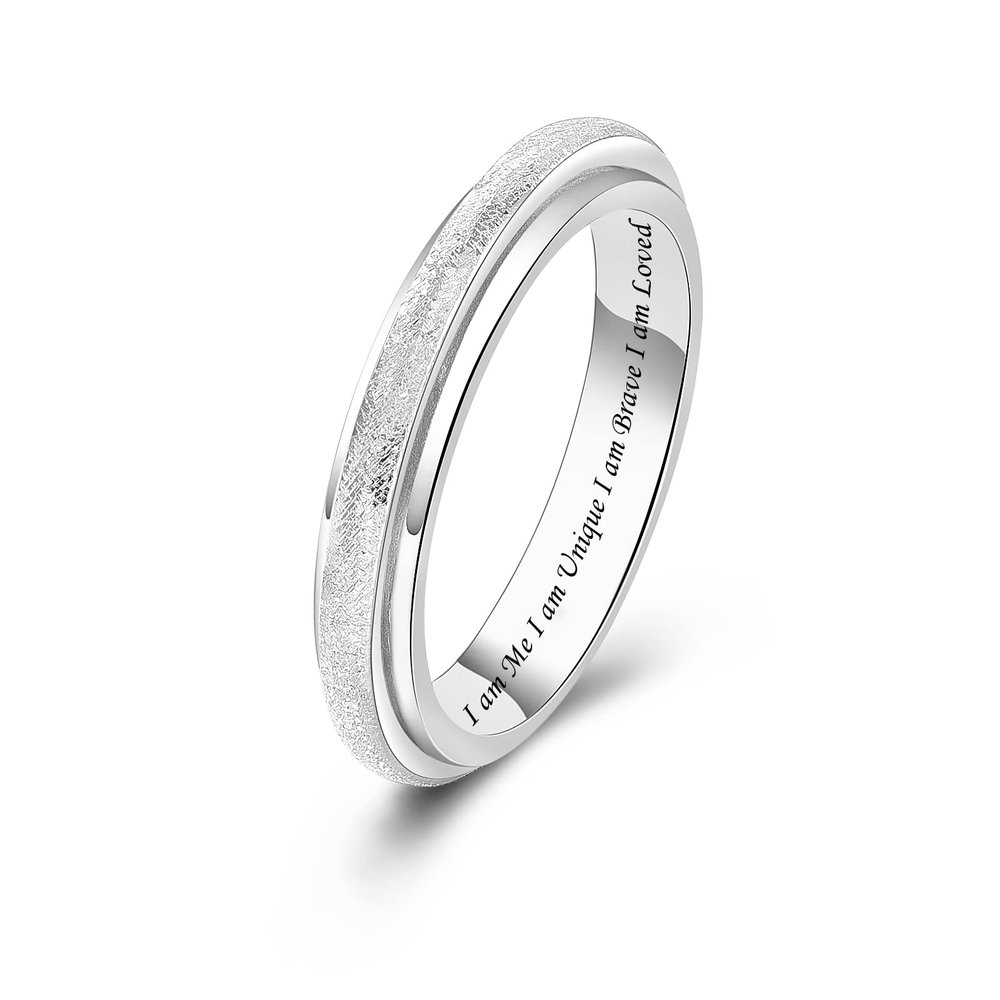 Teioa Spinner Fidget Rings Sterling Silver Anti Anxiety Rings Worry Relieving Boredom ADHD Autism Band Rings for Women MenI am Me I am Unique I am Brave I am Loved #9