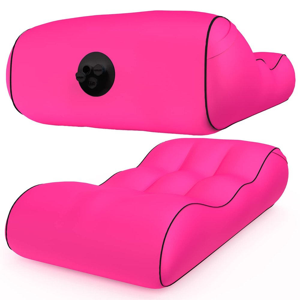 PHASFBJ Inflatable Couch Air Chair, Beach Chair for Water Proof & Anti-Air Leaking Design, Blow Up Chair Indoor & Outdoor, Inflatable Lounger Air Chair Sofa Bed Sleeping Bag Couch,Pink