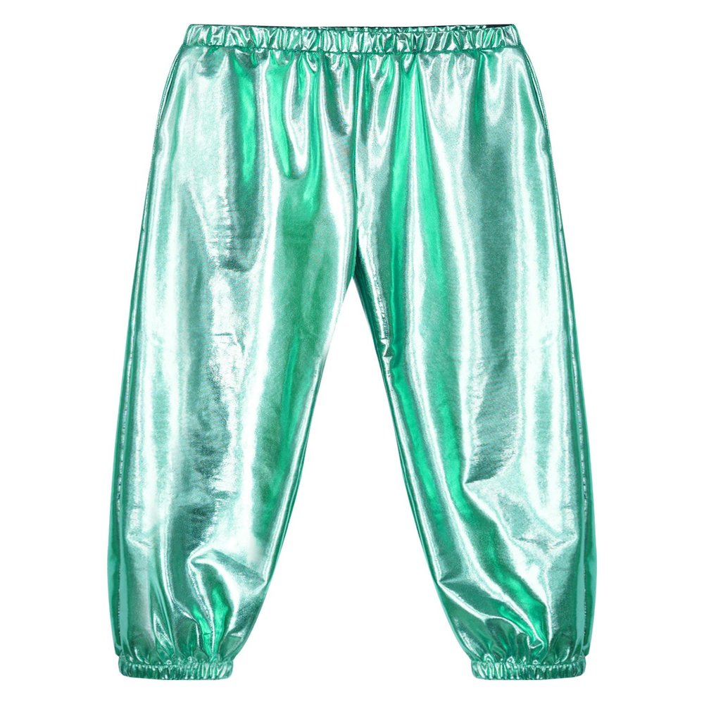 Daenrui Kids Girls Boys Metallic Shiny Jazz Hip Hop Street Dance Pants Harem Pants Athletic Leggings Dancewear Bluegreen 16 Years