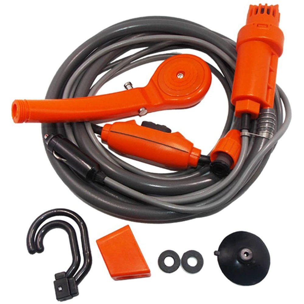 Haueeschoen Camping Shower, Portable Shower Car Shower Set 12V Portable Outdoor Automobile Water Spray Pumps Camping Nozzle Kit for Outdoor Camping Travel Car Pet Dog Shower