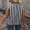 AIEBO Women's Shirts Women's Tops Shirts for Women Striped Print Notched Neckline Batwing Sleeve Blouse (Color : Black and White, Size : Medium) view 2