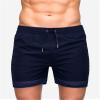 JEsilunmaMY Men's Stretch Mesh Athletic Shorts Elastic Waist Breathable Summer Beach Shorts Workout Training Running Shorts (Dark Blue,Large) view 2