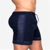 JEsilunmaMY Men's Stretch Mesh Athletic Shorts Elastic Waist Breathable Summer Beach Shorts Workout Training Running Shorts (Dark Blue,Large) view 3
