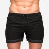 JEsilunmaMY Men's Stretch Mesh Athletic Shorts Elastic Waist Breathable Summer Beach Shorts Workout Training Running Shorts (Black,Large) view 2