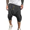 JEsilunmaMY Men's Harem Cropped Pants Drawstring Elastic Waist Drop Crotch Hip Hop Pants Multi-Pocket Athletic Lounge Pants (Dark Grey,X-Large) view 1