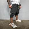 JEsilunmaMY Men's Harem Cropped Pants Drawstring Elastic Waist Drop Crotch Hip Hop Pants Multi-Pocket Athletic Lounge Pants (Dark Grey,X-Large) view 2