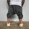 JEsilunmaMY Men's Harem Cropped Pants Drawstring Elastic Waist Drop Crotch Hip Hop Pants Multi-Pocket Athletic Lounge Pants (Dark Grey,X-Large) view 3