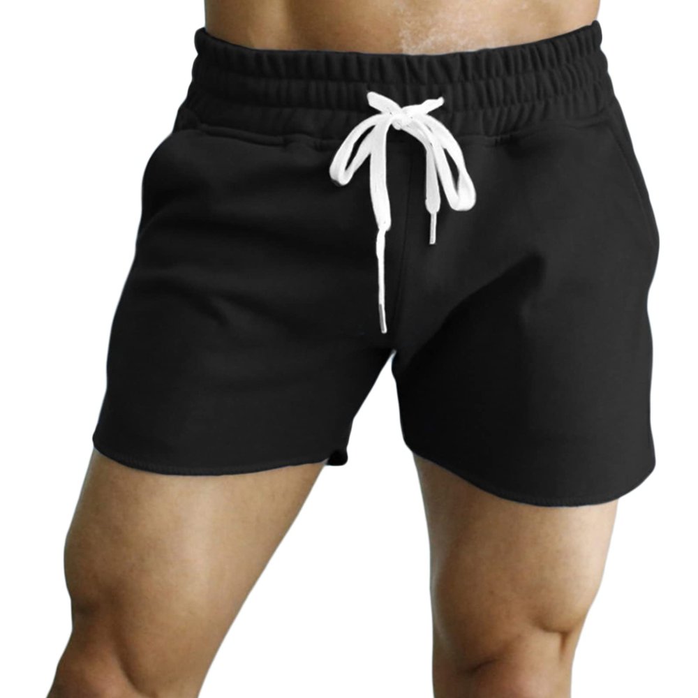 JEsilunmaMY Summer Running Shorts for Men Drawstring Elastic Waist Outdoor Sports Shorts Athletic Workout Training Gym Shorts (Black,Large)