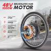 PEXMOR Electric Bike Conversion Kit, 48V 1000W 26" Front Wheel E-Bike Hub Motor Kit, Upgrade 3 Mode Controller w/PAS/LCD Display/Twist Throttle Ebike Bicycle Wheel Kit view 2