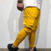 Men's Slim Jogger Pants Multi-Pocket Stylish Skinny Pencil Trousers Casual Cotton Athletic Outdoor Sweatpants (Yellow,Large) view 2