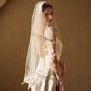 EllieWely 1 T Fingertip Length Glitter Lace Wedding Bridal Veil With Metal Comb F32 view 2