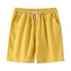 JEsilunmaMY Casual Linen Shorts for Men Elastic Waist Summer Beach Drawstring Shorts Slim Fit Lounge Shorts with Pockets (Yellow,Small) view 1