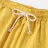 JEsilunmaMY Casual Linen Shorts for Men Elastic Waist Summer Beach Drawstring Shorts Slim Fit Lounge Shorts with Pockets (Yellow,Small) view 3