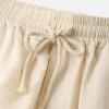 Casual Linen Shorts for Men Elastic Waist Summer Beach Drawstring Shorts Slim Fit Lounge Shorts with Pockets (Khaki,XX-Large) view 3