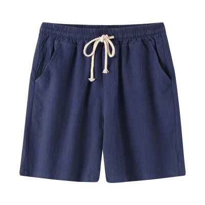 JEsilunmaMY Casual Linen Shorts for Men Elastic Waist Summer Beach Drawstring Shorts Slim Fit Lounge Shorts with Pockets (Dark Blue,Large)