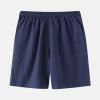 JEsilunmaMY Casual Linen Shorts for Men Elastic Waist Summer Beach Drawstring Shorts Slim Fit Lounge Shorts with Pockets (Dark Blue,Large) view 2