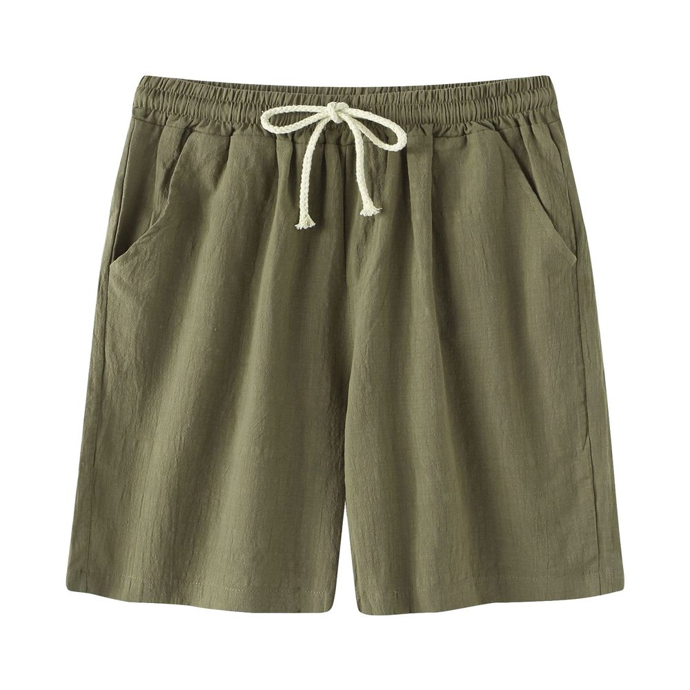 JEsilunmaMY Casual Linen Shorts for Men Elastic Waist Summer Beach Drawstring Shorts Slim Fit Lounge Shorts with Pockets (ArmyGreen,Small)