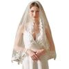 EllieWely 1 T Fingertip Length Glitter Lace Wedding Bridal Veil With Metal Comb F32 view 1