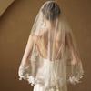 EllieWely 1 T Fingertip Length Glitter Lace Wedding Bridal Veil With Metal Comb F32 view 3