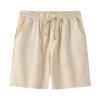 JEsilunmaMY Casual Linen Shorts for Men Elastic Waist Summer Beach Drawstring Shorts Slim Fit Lounge Shorts with Pockets (Khaki,Large)