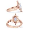 OMRANII Rose Tone, Simulated Cubic Zirconia Size-8 Two Piece Vintage Style Art Deco Wedding Engagement Bridal Set Ring Band Marquise Round CZ 925 Sterling Silver view 2
