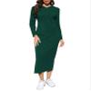 BeautyNee Long Sleeve Maxi Dress for Women Casual Lightweight Side Slit Hoodie Sweatshirt Dresses with Pockets Dark Green XL view 1