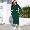 BeautyNee Long Sleeve Maxi Dress for Women Casual Lightweight Side Slit Hoodie Sweatshirt Dresses with Pockets Dark Green XL view 2