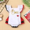 AWIBMK Newborn Baby 1st Birthday Girl Outfit Cake Smash Romper Dress Infant Lace Boho Rainbow First Birthday Dresses Mini Tutu Skirt Headband Summer One Year Old Photoshoot Red Heart One 12-18 Months view 4