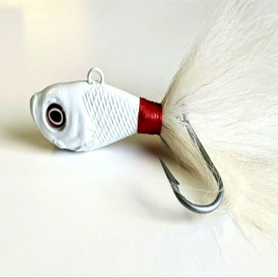 5 Ultra Minnow Bucktail VMC Swing Hook Jig Head Striper Fluke Bass Lure -White 1 oz