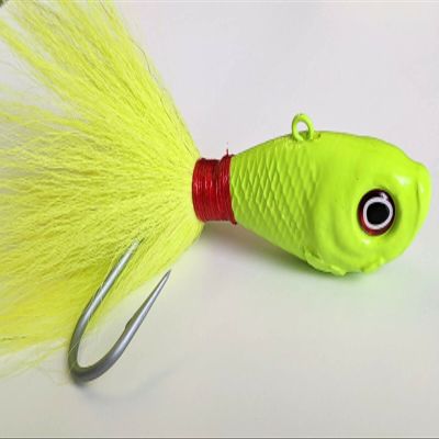 5 Ultra Minnow Bucktail VMC Swing Hook Jig Head Striper Fluke Bass Lure - Char 4 oz