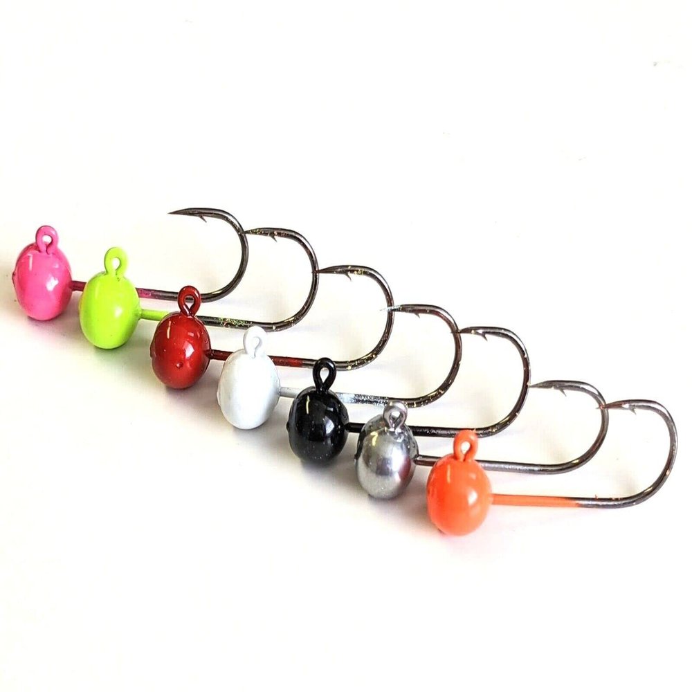 25"No Collar Ball" Jig Head Pan Fish Crappie Trout Extra Strong Hook- Variety 3/32 oz