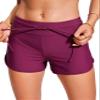 CRZ YOGA Classic Fit Dolphin Board Shorts for Women 3'' - High Waisted Beach Swimwear Bottoms Bathing Trunks with Liner Fuchsia X-Large view 4
