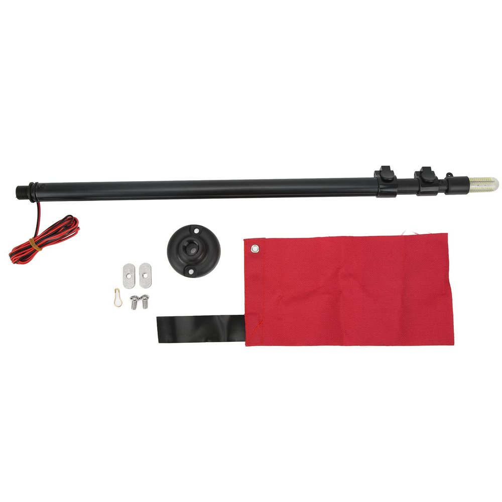 Pilipane Kayak Safety Flag Light Set, Kayak Safety Flag with Light, Safety Flag for Canoeing, 19W Super Bright Watertight Lamp for Marine Boat Canoe Accessories