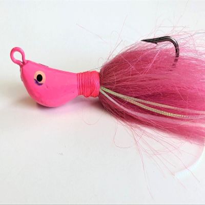 5 Banana Bucktail JigHead Striper Fluke Bass Walleye Standup Lure - Pink w/Flash 8 oz